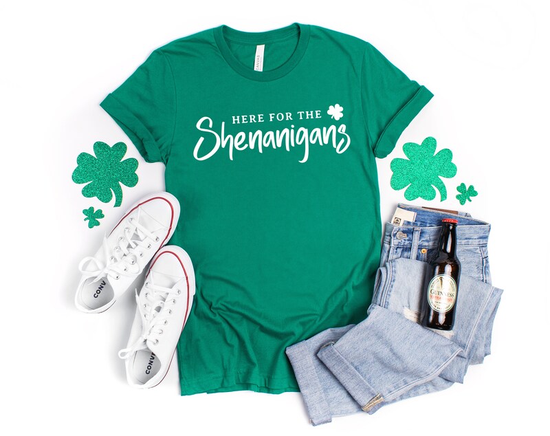 St. Patrick's Day Shirt, Here For The Shenanigans Shirt, Funny St Patricks Day Tee